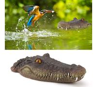 Eivdru Tête de Crocodile Flottante, tête d'alligator pour étang pour effrayer Les hérons et Les Canards 8,5 x 32 cm