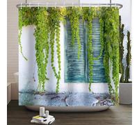EIWAXU Rideau de Bain à Motifs de Plantes Vertes et Blanches 83x182cm/Largeur x Hauteur Rideaux de Douche Verts pour Salle de Bain pour Leaves Bath Decor