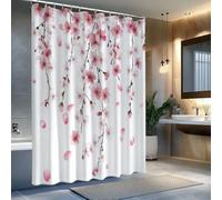 EIWAXU Rideau de Douche à Fleurs de Cerisier Roses - Grand Rideau de Baignoire rectangulaire Lavable en Machine avec Crochets pour Une décoration de Salle de Bain printanière 107x205cm/42x81in(LXH)