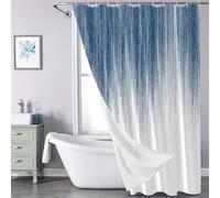 EIWAXU Rideau de Douche Abstrait à Rayures Verticales dégradées Bleues et Blanches - Décoration de Salle de Bain Minimaliste, en Polyester, Lavable en Machine 107x205cm/42x81in(LXH)
