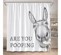 EIWAXU Rideau de Douche âne Rigolo, imperméable et Lavable,Rideau de Douche Style Ferme avec 12 Crochets 160x200cm/Largeur x Hauteur
