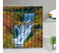 EIWAXU Rideau de Douche Cascade pittoresque, Tissu imperméable avec Paysage Naturel pour Une Salle de Bain relaxante 95x210cm/Largeur x Hauteur