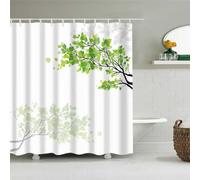 EIWAXU Rideau de Douche imperméable à Motif de Feuilles et de Plantes, avec Crochets, imprimé Fleurs et Arbres 83x182cm/Largeur x Hauteur