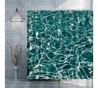 EIWAXU Rideaux de Douche 3D 83x182cm/Largeur x Hauteur Rideau de Salle de Bain imperméable à imprimé géométrique dégradé Turquoise irrégulier avec Crochet