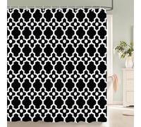 EIWAXU Rideaux de Douche à Rayures pour Salle de Bain, Motif à Rayures ondulées Noires et Blanches, imperméables. 205x180cm/81x71in(Largeur x Hauteur)