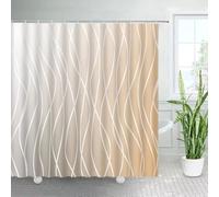EIWAXU Rideaux de Douche ombrés créatifs, Lignes Blanches, Motif géométrique, Bleu, Violet, Moderne, Minimaliste, Tissu imprimé, Salle de Bain 80x220cm/31x87in(Largeur x Hauteur)
