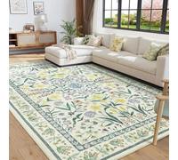 EIWAXU Tapis floral pour salon, joli tapis imprimé pour chambre d'enfant, tapis vintage lavable en machine, tapis de sol doux antidérapant, 170 x 120 cm