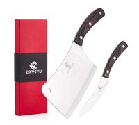 EIXVEYU Set de 2 Couteaux Couteau à Os Haché et Couteau à Fruits, Damascus Modèle Couteau de Cuisine Chinois Couteau à éplucher Avec Manche en Bois et Emballage Cadeau