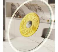 EIYAVVIDV 50-100cm Plateau Tournant En Verre Lazy Susan Plateau De Service Rotatif En Verre Trempé Transparent Pour Table De Salle À Manger Rond Plateau Rotatif(60cm/24inch)