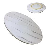 EIYAVVIDV Plateau De Service Rotatif En Bois Lazy Susan Rond Ø 50cm 60cm 70cm 80cm 90cm 100cm Plateau Tournant Pour Table À Manger Grand Plateau Rotatif Silencieux(White marble,50cm (20 in))