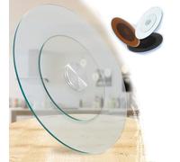 EIYAVVIDV Plateau Tournant En Verre Lazy Susan 60/70/80/90/100cm Plateau De Service Rotatif Pour Table À Manger Plateau Rotatif Marron/Noir/Transparent(Clear,24"/60cm)