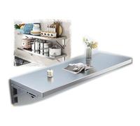 EIYAVVIDV Table Murale Pliante en Acier Inoxydable pour Cuisine, Garage, Blanchisserie, Bureau Flottant avec Support, Table Murale Rabattable Gain De Place(150x35cm/60x14in)