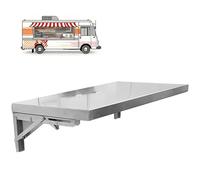 EIYAVVIDV Table Pliante Murale Acier Inoxydable, Petit Bureau Flottant Peu Encombrant, Étagère De Cuisine À Abattant, Camion Alimentaire, Restaurant, Garage, Buanderie(100x20cm/40x8in)
