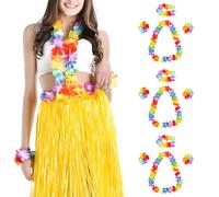 EIYVPRA 12 Pièces Tropical Hawaien Lei Luau Fleurs Coloré Colliers, Collier de Fleur Hawaien, Collier Fleurs Hawaien pour Plage Thème Décorations De Fête Plage Mariage Pique-Nique Fête Party Vacances