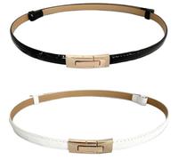 EIYVPRA 2 Ceinture fine réglable en cuir pour femme, ceinture femme, ceinture femme cuir, ceintures femme, ceinture celine femme, Ceinture décorative pour robes et jeans - Avec boucle dorée