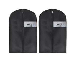 EIYVPRA 2 PCS Fundas para Trajes, Bolsas de Ropa Plegables y Lavables Fundas para Ropa a Prueba de Polvo con Ventana Transparente Bolsa para Ropa con Cremallera Negra para Traje Chaqueta (100x60 cm)