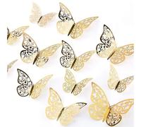 EIYVPRA 36Pcs 3D Papillon Stickers, décoration de chambre - 3 Styles 3 Tailles Papillon Autocollant Mural Découpe pour Maison et Fête