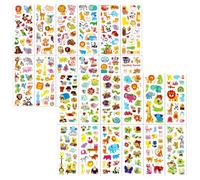 EIYVPRA Lot de 24 Feuilles d'Autocollants Animaux 3D Puffy pour Enfants, Stickers Scrapbooking, Gommettes Autocollantes