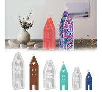 EIYVPRA Lot de 3 moules en silicone pour maison, bougies à mouler, maison avec fenêtre, moule à savon, moule à savon, moule à savon en résine époxy, moule en silicone pour bougies en cire de soja