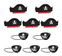 EIYVPRA Lot de 5 chapeaux de pirate pour enfants - 5 cache-yeux en feutre, anniversaire pirate, chapeau pirate, Accessoires pour anniversaire, Halloween, mascarade, fête pirate, Halloween Fête