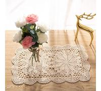Eiyye Napperons rectangulaires 2 pièces 26,7 x 43,2 cm faits à la main en dentelle de coton au crochet (beige)