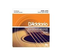 D'Addario Cordes guitare acoustique EJ41 – Bronze phosphoreux, 12 cordes, Très léger 9-45