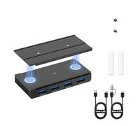EJAY Hub USB 3.0 magnétique à 4 ports, transfert de données haute vitesse de 5 Gbit/s, avec rail coulissant, vis et coussinets adhésifs pour MacBook, ordinateur portable, PC, noir