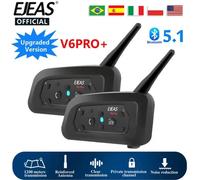 EJEAS 1/2 pièces Type C V6 Pro Moto Interphone Bluetooth casque casque Moto Interphone talkie-walkie pour 6 coureurs 2pcs type c v6pro