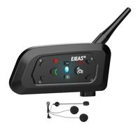 EJEAS V6 Bluetooth Intercom Moto Duo 1200M Motocyclette Bluetooth Communication Système, Kit Main Libre Moto avec Réduction du Bruit, Connexion de jusqu'à 6 conducteurs, USB-C