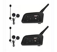 EJEAS V6 Pro 1200M Bluetooth Interphone Moto, Étanche IP65 Casque Intercom Kit Main Libre, Connecte Jusqu'à 6 Riders, Système de Communication pour Vélo Extérieur (2 Pièces)
