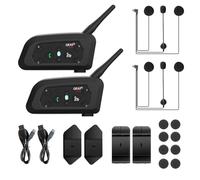 EJEAS V6 Pro 1200M BT Bluetooth interphone Moto Casque de Moto Interphone Duplex Interphone Casque avec contrôle du Bruit avancé pour Un Maximum de 6 Coureurs (2 pièce)