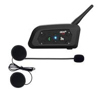 Ejeas V6 Pro Écouteurs interphone Bluetooth pour Moto, Gamme Communication Intercom de 1200 m, Alarme Casque pour Casque, etanchéité, Communication Entre 6 Personnes