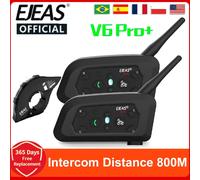 EJEAS V6 PRO +/PLUS casque de moto Bluetooth talkie-walkie 6 cavalier Distance 800 mètres étanche IP67 2PCS V6 PRO Plus