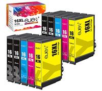 ejet 16XL Cartouches d'encre Compatible pour Epson 16XL 16 XL pour Epson Workforce WF-2510 WF-2630 WF-2750 WF-2760 WF-2660 WF-2650 WF-2540 WF-2530 WF-2520 WF-2010 (Lot de 10)