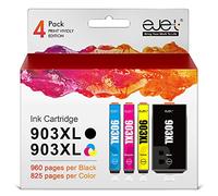 ejet 903XL 903 XL Cartouche Compatible pour HP 903XL pour HP Officejet 6950 6960 Officejet Pro 6970 6960 6974 Pack de 4 Cartouches (Noir Cyan Magenta Jaune)