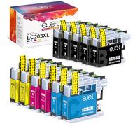 ejet Lot de 11 cartouches d'encre de rechange LC203 LC201 pour Brother LC203 LC203BK pour MFC-J880DW MFC-J480DW MFC-J4620DW MFC-J4420DW (5 noirs, 2 cyans, 2 magenta, 2 jaune)