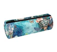 EJFICAHG Sac À Crayons Tortues De Mer Florales sous l'eau Trousse À Crayons Trousse De Papeterie Trousse À Stylos Trousse À Cosmétiques Trousse De Maquillage