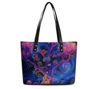 EJFICAHG Sacs À Main Pour Femmes Paysage Vibrant Avec Des Champignons Arboricoles Fourre-Tout En Cuir Sacoche Pour Filles