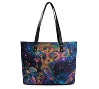 EJFICAHG Sacs À Main Pour Femmes Paysage Vibrant Avec Des Champignons Arboricoles Fourre-Tout En Cuir Sacoche Pour Filles