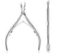 Ejiubas - Pince à cuticules avec repousse-cuticules - coupe-cuticules en acier inoxydable de qualité professionnelle, outil pour ongles des doigts et des pieds - couleur argentée