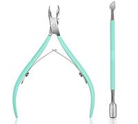 Ejiubas - Pince à cuticules avec repousse-cuticules - coupe-cuticules en acier inoxydable de qualité professionnelle, outil pour ongles des doigts et des pieds - vert