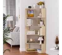 ejlaikmm 62" Bibliothèque Bidacre étroite de Haut,Étagère 5-Tiers Niveaux en Bois Armoire avec Rangement, L Coin Meuble de Bureau, armoires à Livres Afficher Shelf pour Bureau, Salon, Chambre