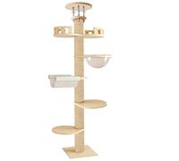 ejlaikmm Cat Tower Hauteur réglable Planchers au Plafond Arbre de Chat pour Chats extérieurs intérieurs, Grand grattement Post-Chat nid, Lourds House d'escalade avec Tour d'observation, pôle à 6