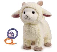 eJog Pup Mouton en Peluche Qui Marche, Agneau avec Télécommande Laisse, Électronique Interactif Jouets en Peluche Qui Chante, Bêle et Remue la Queue, Sons Réalistes Bêê, Cadeau pour Enfant