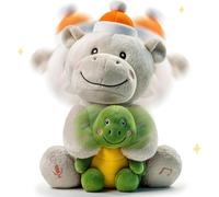 eJog Pup Peluche Hippopotame Enfant, Hippo et Tortue en Peluche Qui Chante et Parle, Jouet d'animaux Interactif, Cadeau pour Bébé Fille Garçon