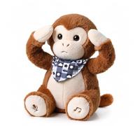 eJog Pup Peluche Singe Interactive avec Musique, Voix & Cache Yeux | Peluche singe interactive avec musique, répétition de voix et mouvement cache-yeux pour un compagnon électronique amusant.
