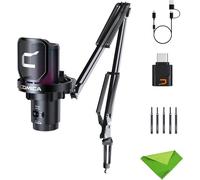 Ejoy Uni Pro (A)-Noir Microphone Pour Ordinateur Et Smartphone,48Khz/24Bit Rgb Cardioid Condenser Gaming Mic Pour Podcasting,Streaming,Recording,Music Creation,With Boom Arm Stand[Q395]