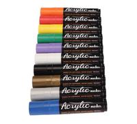 Ejoyous 10 Couleurs Acrylique Stylos, Set de Marqueurs Acryliques 15 Mm Jumbo Feutre Pointe Acrylique Stylos Acrylique Imperméable À Séchage Rapide Marqueur Acrylique pour Verre Pierre