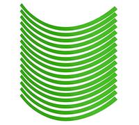 Ejoyous 16pcs Autocollants de Bord de Jante de Moto, Autocollants de Jante de Voiture Bandes Latérales Réfléchissantes Bandes Adhésives Bandes Décoratives pour pneus 16" 17" 18" 19" (Vert Lumineux)