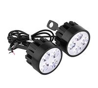 2 Pièces Moto Projecteur LED Phare Lampe, 12V 24W Lampe Antibrouillard Conduite Étanche Avec 4 LED Lumière Blanche 3000lm Pour Moto E-bike (Noir)